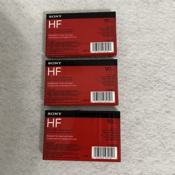 Sony HF 90 minute Audio Cassettes NEW UNOPENED Lot Of 3 Normal bias Blank Sealed - Picture 6 of 8